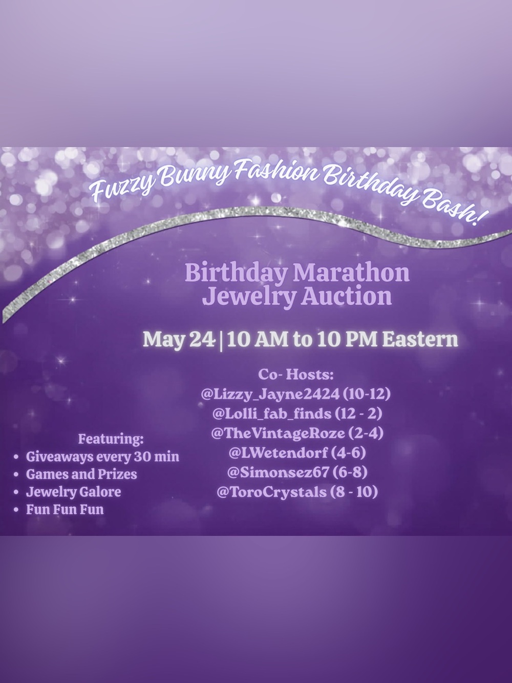 Fuzzy Bunny Fashion Birthday Bash - Purple Party Invitation Poster